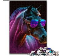 1000 Piece Jigsaw Puzzle Neon Nights Horse 1000Pc Adults Jigsaw Puzzle Impossible Hard Challenge Toy for Teenagers (Size 50x75cm)