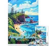 1000 Piece Jigsaw Puzzle Norfolk Island Landscape Educational Games Perfect Decoration Toy Wall Decor with Matching Poster And Trivia Sheet (38x52cm)