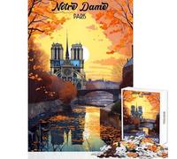 1000 Piece Jigsaw Puzzle Notre Dame De Paris Educational Games Perfect Decoration Toy Wall Decor with Matching Poster And Trivia Sheet (38x52cm)
