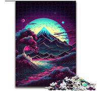 1000 Piece Jigsaw Puzzle Ocean Wave Japan Made of Wood, Fun Activity for at Home 50x75cm DIY Decoration Brain Challenging