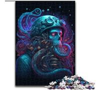 1000 Piece Jigsaw Puzzle Octopus Skull Made of Wood, Idea, Humorous Artwork, Detailed Artwork 50x75cm An for Christmas Or Birthdays