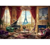 1000 Piece Jigsaw Puzzle, Opulent Parisian Lounge Interior Scene, Elegant Vintage Art Design, Challenging Leisure Activity, Indoor Home Wall Decor