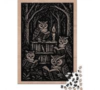 1000 Piece Jigsaw Puzzle, Owls Reading in Forest Illustration, 70x50cm/1000pcs, for Adults, Shared Puzzle Activity, Relaxing Evenings And Time Together