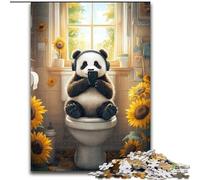 1000 Piece Jigsaw Puzzle Panda on The Toilet Wooden Jigsaw Puzzles for Adults 26X38CM Challenging DIY Brain Teaser for Teenagers