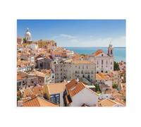 1000 Piece Jigsaw Puzzle,Panoramic view over the roofs of the Alfama, Lisbon,Adult Educational Intellectual Decompression Toy Puzzles Fun Family Game For Adult Children 26x38CM