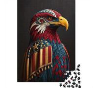 1000 Piece Jigsaw Puzzle, Patriotic Eagle with American Flag, 38x26cm/1000pcs, for Adults, Gift for Puzzle Lovers, Family Activity And Time at Home