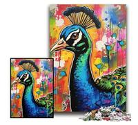 1000 Piece Jigsaw Puzzle Peacock Graffiti Painting Impossible Jigsaw Puzzles for Adults for Home Decor, Brain Training Size 26x38cm