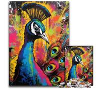 1000 Piece Jigsaw Puzzle Peacock Graffiti Painting Puzzles for Adults Ideal for Lover, Perfect Christmas, New Year, Valentine's Gift 26X38CM/10.23x14.96inch