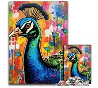 1000 Piece Jigsaw Puzzle Peacock Graffiti Painting Puzzles for Adults Ideal for Lover, Perfect Christmas, New Year, Valentine's Gift 50x75CM/19.68x29.52inch
