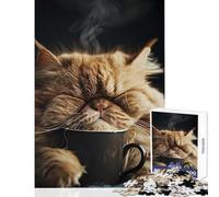 1000 Piece Jigsaw Puzzle Persian Coffee Cup Cat Puzzle For Teenagers Pattern Assembly Train Your Brain And Hands Gifts for Friends And Family (38x52cm)