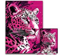 1000 Piece Jigsaw Puzzle Pink Leopard Portrait Impossible Jigsaw Puzzles for Adults Brain Teaser Game Interactive Family Game Suitable for Ages 14 1000 PCS(38x26cm)
