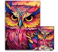 1000 Piece Jigsaw Puzzle Pink Owl Wooden Jigsaw Puzzles Relax & Challenge, Colorful Home Decor Art, for Friends 50x75CM/19.68x29.52inch