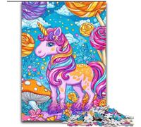 1000-Piece Jigsaw Puzzle Pink Unicorn Jigsaw Puzzles 50X75CM for Family And Friends, Suitable for Ages 14+