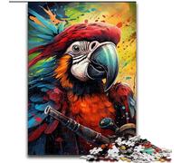 1000 Piece Jigsaw Puzzle Pirate Parrot Made of Wood, Interactive Family Game, Suitable for Ages 14+ 50x75cm Brain Teaser, Adult Game, Family Interactive Activity