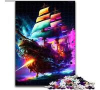 1000 Piece Jigsaw Puzzle Pirate Ship Colorful Made of Wood, Perfect Home Or Office Decor, Ideal 50x75cm DIY Art Decor