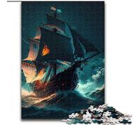 1000 Piece Jigsaw Puzzle Pirate Ship Made of Wood, Idea, Humorous Artwork, Detailed Artwork 50x75cm An for Christmas Or Birthdays