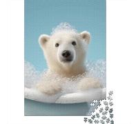1000 Piece Jigsaw Puzzle, Polar Bear Cub in Bubble Bath, 70x50cm/1000pcs, for Adults, Shared Puzzle Activity, Relaxing Evenings And Time Together