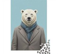 1000 Piece Jigsaw Puzzle, Polar Bear in Business Attire, 52x38cm/1000pcs, for Adults, Family Activity, Time Around The Table And Weekend Downtime
