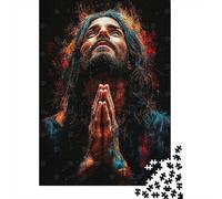 1000 Piece Jigsaw Puzzle, Praying Man in Abstract Art, 52x38cm/1000pcs, for Adults, Shared Puzzle Activity, Quiet Home Time And Time Together
