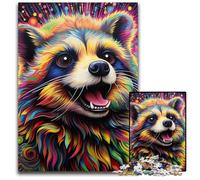 1000-Piece Jigsaw Puzzle Psychedelic Animal Raccoon Difficult Puzzles for Adults Creative Family Game & Home Decor, for Teenagers 26X38CM/10.23x14.96inch