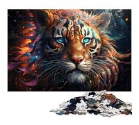 1000 Piece Jigsaw Puzzle Psychedelic Animal Tiger Wooden Jigsaw Puzzles Relax & Challenge, Colorful Home Decor Art, for Friends 50x75CM/19.68x29.52inch