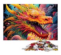1000 Piece Jigsaw Puzzle Psychedelic Art Dragon Jigsaw Puzzles Challenging Brain Teaser for Teenagers, Family Fun Interactive Game 50x75CM/19.68x29.52inch