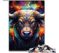 1000-Piece Jigsaw Puzzle Psychedelic Buffalo 1000 Pieces Puzzle Gifts Christmas Halloween Mother's Day New Year Easter Gift (Szie 26x38cm)
