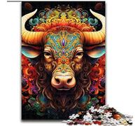 1000-Piece Jigsaw Puzzle Psychedelic Buffalo 1000 Pieces Puzzle Gifts Christmas Halloween Mother's Day New Year Easter Gift (Szie 26x38cm)
