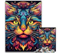 1000 Piece Jigsaw Puzzle Psychedelic Cat Puzzles for Adults Ideal for Lover, Perfect Christmas, New Year, Valentine's Gift 50x75CM/19.68x29.52inch