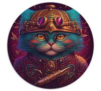 1000-Piece Jigsaw Puzzle Psychedelic Cat Warrior Cardboard Puzzles Home Decor Brain Teaser Game for Teenagers & Family Interaction 67.5x67.5cm