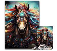 1000 Piece Jigsaw Puzzle Psychedelic Colored Horses cardboard Jigsaw Puzzles for Adults Brain Challenge Gift, Educational Activity for Teenagers 26X38CM/10.23x14.96inch