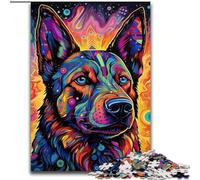 1000-Piece Jigsaw Puzzle Psychedelic German Shepherd Wooden Puzzles size 50x75cm Adult Game Gift Family Interactive Game Brain Challenge Gift
