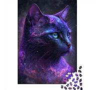1000 Piece Jigsaw Puzzle Purple Galaxy Cat Jigsaws Puzzles Paper Puzzle Assembly Toy Family Interactive Game 1000pcs (38x26cm)