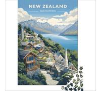 1000 Piece Jigsaw Puzzle Queenstown New Zealand | Analysis and logic Beautiful design game Birthday and unique gifts 50x75cm