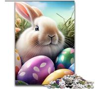 1000 Piece Jigsaw Puzzle Rabbit Easter Bunny Animal Puzzle Made of cardboard,Family Interactive Game, Brain Teaser Gift, Educational Toy 1000pcs(26x38cm)
