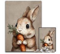 1000 Piece Jigsaw Puzzle Rabbit Eating Carrot Cardboard Jigsaw Puzzles for Teenagers, Couples, And Friends for Birthdays, Christmas 26X38CM