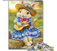 1000 Piece Jigsaw Puzzle Rabbit Playing Guitar Puzzles for Adults 50X75CM Fun at Home Activities, Birthday Present, Travel Gifts