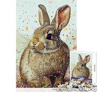 1000 Piece Jigsaw Puzzle Rabbit Vintage Art Hands-on Game Suitable for Couples Educational Toy with Matching Poster And Trivia Sheet (38x26cm)
