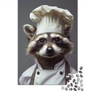 1000 Piece Jigsaw Puzzle, Raccoon Chef Portrait, 38x26cm/1000pcs, for Adults, Thoughtful Gift Idea, Winter Home Activity And Time at Home