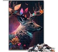 1000 Piece Jigsaw Puzzle Rainbow Deer Flowers 1000Pc Adults Jigsaw Puzzle Impossible Hard Challenge Toy for Teenagers (Size 26x38cm)