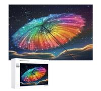1000 Piece Jigsaw Puzzle Rainbow Umbrella for Adults Wooden Puzzles Educational Game Challenge Toy （75×50cm）