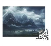 1000 Piece Jigsaw Puzzle, Rainy Mountain Thunder, 38x26cm/1000pcs, for Adults, Puzzle Lover Present, Winter Home Activity And Time at Home