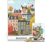 1000 Piece Jigsaw Puzzle Reading Town Illustration Brain Teaser Game Decompressing Intellectual Birthday Present Gifts 38x52cm