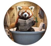 1000-Piece Jigsaw Puzzle Red Panda Reading Newspaper Puzzles for Adults Challenging Brain Teaser for Teenagers, Family Game Night Fun 67.5x67.5cm