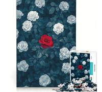 1000 Piece Jigsaw Puzzle Red Rose Among White Brain Teaser Game Decompressing Intellectual Birthday Present Gifts 38x52cm