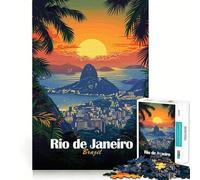 1000 Piece Jigsaw Puzzle Rio De Janeiro, Brazil Travel Poster Exact Cut Play Smart Brain Toy Relax Time Game Christmas Art Display (50x75cm)