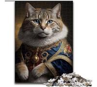 1000 Piece Jigsaw Puzzle Royal Cat Made of Wood, Fun Activity for at Home 50x75cm DIY Decoration Brain Challenging