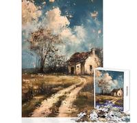 1000 Piece Jigsaw Puzzle Rustic Cabin Road Country Educational Games Perfect Decoration Toy Wall Decor with Matching Poster And Trivia Sheet (50x75cm)