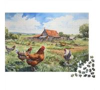 1000 Piece Jigsaw Puzzle, Rustic Farm Scene with Chickens-1, 70x50cm/1000pcs, for Adults, Puzzle Lover Present, Family Activity And Quiet Weekends