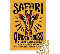 1000 Piece Jigsaw Puzzle, Safari Guided Tours Poster, 52x38cm/1000pcs, for Adults, Relaxing Winter Hobby, Weekend Downtime And Cosy Evenings
